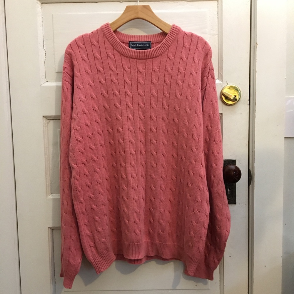 Vintage Salmon Cable Knit Sweater